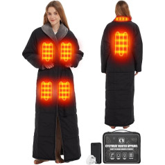 CYCYHEAT Heated Bathrobe for Men and Women, Heated Blanket with 20000mAh 7.4V, Battery Operated USB Portable Electric Blanket, black