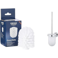 GROHE Essentials Accessories Replacement Brush Head, White, 40791001 & Essentials - Toilet Brush Set (Wall Mounted, Easy to Clean, Durable), Round, Chrome, 40374001