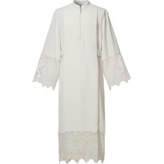White Clergy ALB Robe Catholic Adult Lace Pleated Long Robe Gown Church Christening Priest Costume