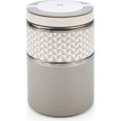 Iris Barcelona - Double Lunch Box, Thermal Lunch Box Made of 18/8 Stainless Steel, Taper with 2 Compartments, Insulated Lid, Carry Handle, Vacuum Valve and BPA Free, 900 ml, Grey