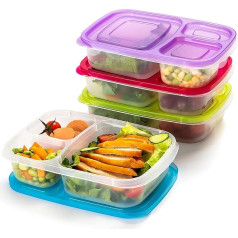 Beefeta Lunch Box with Compartments, Pack of 4, Bento Lunch Box Sets for Kids and Adults, Reusable, Dishwasher and Microwave Safe, BPA Free, Plastic, Food Storage