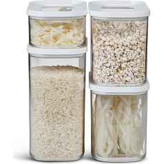 Mepal - Modula Storage Jars with Lid, White, Set of 4 - 2 x 1000 ml, 1 x 1500 ml and 1 x 425 ml - Storage Box with Lid for Dry Food - Food Storage Containers and Organiser Boxes