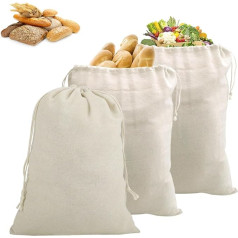 3 Pieces Linen Bread Bag Bread Storage Bag Linen Bag Organic Bread Bag Environmentally Friendly Bread Bag Storage Bag for Bread Fruit Vegetables Reusable Bread Bag with Drawstring