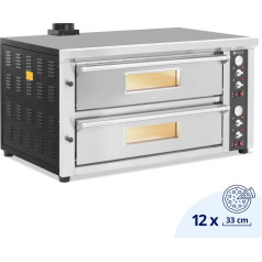 Divvietīga picu krāsns ar šamotu, 12 picām, diametrs 33 cm 400 V 13200 W