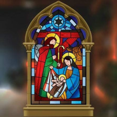 Stickers4 Christmas Stained Glass Double Sided Window Sticker - 625mm High x 410mm Wide - Medium
