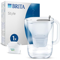 BRITA Style Water Filter Jug Light Grey (2.4 L) Including 1 x Maxtra Pro All-in-1 Cartridge - Water Filter in Modern Design for the Fridge to Reduce Limescale, Chlorine, Metals such as Lead & Copper