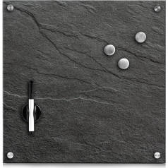 Zeller Slate Memo Board, Glass, charcoal, Approx. 40 x 40 cm