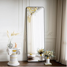 Koonmi Standing Mirror with Rounded Corners, 40 x 150 cm, Full Body Mirror with Stand, Large Floor Standing Mirror, Full Body Mirror, Wall Hanger for Bedroom, Living Room, Black