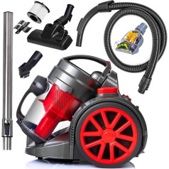 LEHMANN LHOCV-7018 Cyclone Vacuum Cleaner Bagless | Floor Vacuum Cleaner with Cyclone Technology | Cylinder Vacuum Cleaner with Nozzle Set | High Performance 4000 Watt, HEPA Filter, 1.8 L