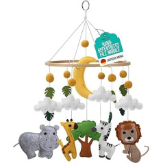 wortek Mobile Baby Mobile Baby Bed Mobile Changing Table - with Safari Animals Made of Felt - Baby Mobile for Bed Baby Wind Chime for Hanging - Baby Mobile Bed Bell Baby Room Decoration Boys and Girls
