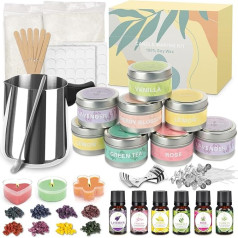 Yvgoov Candle Making Set Candles Pouring Set Candle Making Set Candle Making Kit with 500 g Soy Wax, 6 Fragrance Oils DIY Set Craft Set Adults as Women Gift Silver