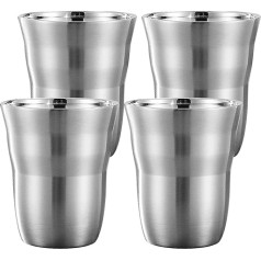 Adorila Double Wall Insulated Tumblers Stainless Steel Stackable Metal Drinking Glasses for Cold and Hot Drinks 250ml Pack of 4