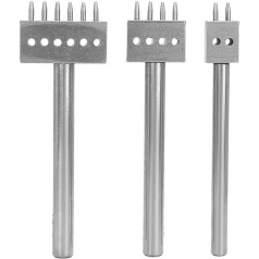 Leather Sewing Tool with Different Prong Heads, 3-Piece Hole Punch Tool Set for DIY Lacing Chisel Leather Crafts (6 mm)