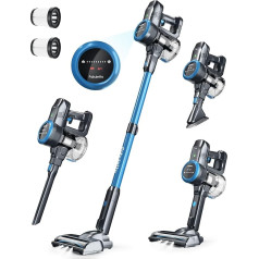 FABULETTA Battery Vacuum Cleaner, 6-in-1 Vacuum Cleaner Wireless up to 50 Minutes Running Time, Lightweight Battery Vacuum Cleaner with LED Display and Anti-Tangle Brush, for Carpet, Hard Floor and