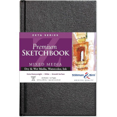 Stillman & Birn Zeta Hardbound Sketchbook Heavy 81.6kg Natural White 25 Sheets 5.5x8.5cm