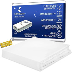 KAMASANA Luna Mattress Protector Waterproof 180 x 200 cm Waterproof Mattress Topper Made of Cotton without Crinkling Oeko-Tex Certified Breathable Anti-Allergy Anti-Dust Mite Fitted Sheet Made in