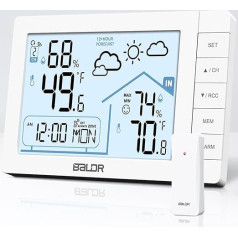 VINILITE Wireless Weather Station with Outdoor Sensor, Digital Wireless Weather Station with Indoor Outdoor Temperature and Humidity, Weather Forecast, Digital Thermometer, Alarm Clock