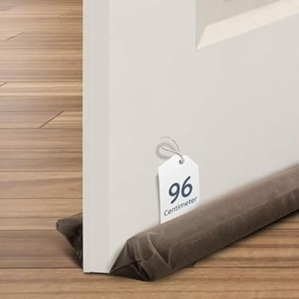 CUQOO Under Door Draught Excluder in Brown 96cm Heavy Duty Double Sided Draught Excluder for Interior Door | 5cm Thick Foam Strip Blocks 50% More Noise and Wind | Dustproof