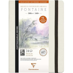 Clairefontaine Fontaine 975442C Sketchbook with 24 Sheets of White Cartridge Paper Glossy 21 x 16 cm 300 g + 4 Sheets of Blotting Paper 200 g