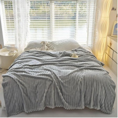 QOFLY Cuddly Blanket, Flannel Sofa Blanket, Grey, 200 x 230 cm, Gift Packaging, High-Quality, Fluffy Fleece Blanket as Blanket, Bedspread or Sofa Throw