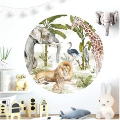 Little Deco DL619 Wall Sticker Children's Room Animals Forest Lion Giraffe Wall Decoration Girls Boys Playroom Wallpaper Self-Adhesive Picture 120 cm