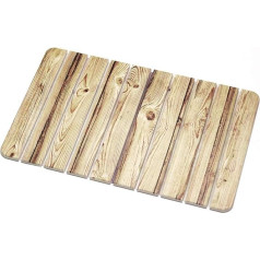 Non-Slip Diatomaceous Earth Bath Mat Made of Diatomaceous Soil - Quick Drying - Ecological and Environmentally Friendly - Rollable - Bathroom, Shower, Bathtub - 60 x 39 cm - Wood Colour