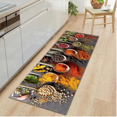 KINGGOO Runner Non-Slip Kitchen Mats, Tableware & Spices 50 x 160 cm Non-Slip Kitchen Mats and Rugs Washable Rubber Underlay Doormat Microfibre