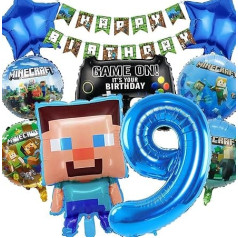 Minercraft Birthday Decoration Boy Birthday Decoration Boy Miner Gamer Balloon Birthday Decoration Birthday Set Birthday Decoration Boy Party Decoration Cake Decoration (9th)