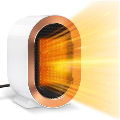 Fan Heater, Energy Saving 1200 W, Portable PTC Ceramic Heater, Electric, Energy-Saving, Quiet with 2 Heating Modes, 3s Quick Heating, Small Economical Fan Heater for Office, Bedroom, White
