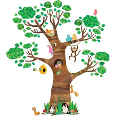 DECOWALL DL4-1709 Extra Large Tree Forest Animals Wall Sticker (150 x 160 cm) Monkey Wall Sticker Owl Wall Decoration for Baby Room Living Room Bedroom Children's Room