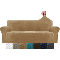 Maxijin thick velvet sofa cover, 3 seater, super stretch, non-slip couch cover for dogs, cats, pets friendly 1 piece elastic furniture protector, plush sofa slipcover