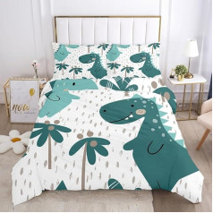 Children's Dinosaur Bed Linen 135 x 200 cm, Cartoon Animals Dino Duvet Cover, Cute Dinosaur Bedding Set for Boys Teens with Pillowcase (A-1, 135 x 200 cm)