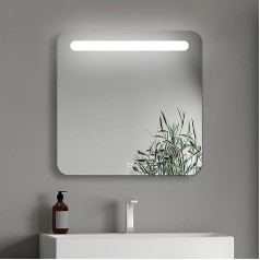 Home Glow Venti 60 cm Bathroom Mirror with Lighting Square Bathroom Mirror with LED Lighting LED Mirror with Touch Switch LED Bathroom Mirror with Lighting on the Top