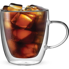 Bialetti Set of 2 Double Wall Capri Cups, 350 ml, Heat Insulation, Borosilicate Glass