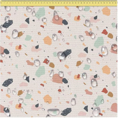 DreamRoots Waterproof Canvas, Upholstery Fabric, Sold by the Metre, 160 cm Wide, Water-Repellent Fabric, 220 g/m² 600D, Awning Fabric, Waterproof, Sold by the Metre, Colourful Terrazzo, 2 m