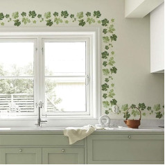 SROOD Ivy Wall Stickers Flowers, Self-Adhesive Natural Wall Pictures Red for Kitchen, Girls' Room, Living Room and Bedroom, Wall Stickers Herbs for Kitchen Decoration