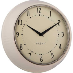 PLINT Retro Wall Clock Silent Non-Ticking Decorative Cream Colour Wall Clock, Retro Style Wall Decoration for Kitchen Living Room Home, Office, School, Easy to Read Large Numbers