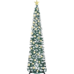 HMASYO Pop Up Christmas Tinsel Tree with Lights Collapsible Colorful Sequins Artificial Pencil Trees Decorations for Home Apartment Party Indoor Outdoor 150cm