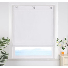 ESLIR Roman Blind No Drilling Plain Curtains Kitchen Opaque Roman Curtains with Hook Hanging Ribbon Blind for Windows No Drilling White W x H 80 x 140 cm 1 Piece