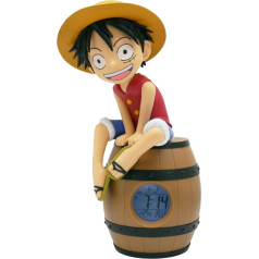 TEKNOFUN Official One Piece License - Luffy Barrel Alarm Clock Surgical Alarm Clock with Collectible Child Figure - 811644, Brown/Blue/Red/Yellow