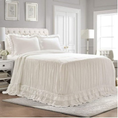 Lush Decor Ella Ruffle Lace Bedspread Shabby Chic Lightweight 3 Piece Set