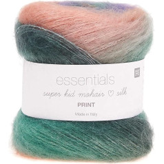 Rico Essentials Super Kid Mohair Loves Silk Print, Lace Yarn, Mohair, Silk, Colour Gradient for Knitting and Crocheting (12 Autumn)