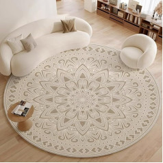 Nyescasa Round Rug, Boho Tribal Rug, Washable, Short Pile Rug, Vintage Bohemian Rug, Living Room, Round, 140 cm, Soft, Fluffy, Modern Rug for Bedroom, Living Room, Dining Room, Children's Room