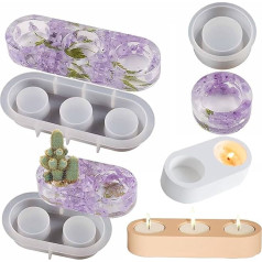 3 Pieces Silicone Candle Tea Light Holder Resin Casting Mold Candle Holder Epoxy Molds Jewelry Storage Succulent Planter Pot Mould DIY Craft Home Party Table Decoration