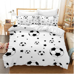 Leleyouzer Football Bed Linen Set 135 x 200 cm for Boys, 3D Football Pattern Duvet Cover Set for Children Teenagers, Comfortable Microfibre Children's Bed Linen (Football 1)