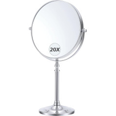 MIYADIVA Magnifying Mirror 20X Double Sided 1X 20X Magnifying Mirror on Stand Large Cosmetic Mirror Magnifying Mirror with 360°Rotation for Bathroom or