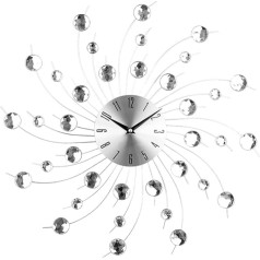 Modern 3D Crystal Wall Clock - Celebration Decorative Metal Wall Clock, Silver Mirror Sparkling Glitter Diamond Studded Wall Decor Clock Ideal for Living Room, Bedroom, Office
