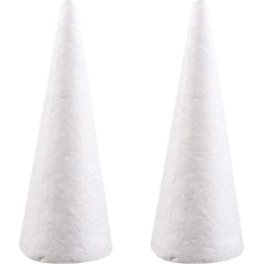 VALICLUD 2 Pieces Foam Cones White Styrofoam Polystyrene Cones Shapes DIY Christmas Tree Art Crafts Table Decoration Table Decoration (32 x 12 cm)