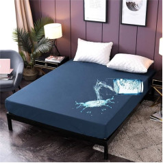 DuShow Waterproof Fitted Sheet King Size Waterproof Mattress Protector with Deep Pocket Solid Mattress Protector King Size 60 x 80 Inch Blue
