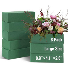 8 Pieces Flower Foam Blocks for Fresh and Artificial Flowers, Wet Green Florist Bricks, Arrangement Supplies for Crafts, Wedding Decoration, 8.9